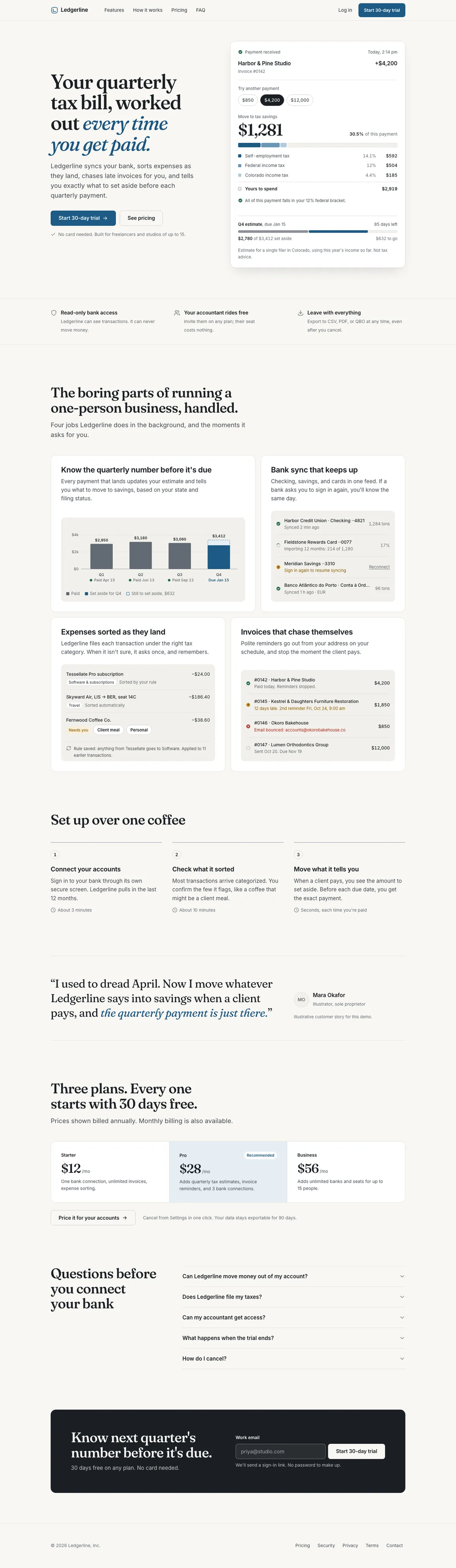 SaaS landing page after Pristine
