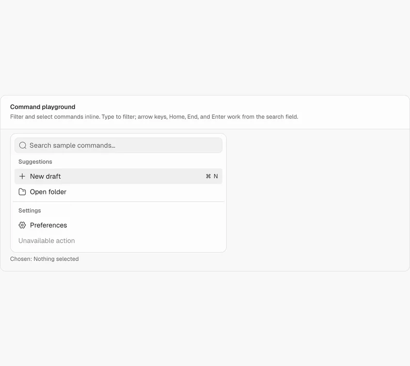 Command component, live demo